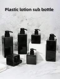 1pc Pet Plastic Emulsion Shower Gel Dispenser Press Bottle Black Home Bathroom Decor Fall Decor Back To School