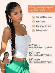 1 Pc Wine Red Long Braided Ponytail Extension With Hair Tie Straight Wrap Around Hair Extensions Ponytail Natural Soft Synthetic Hair Piece For Women Daily Wear 26 Inch 30 Inch 34 Inch - Burgundy - View 6