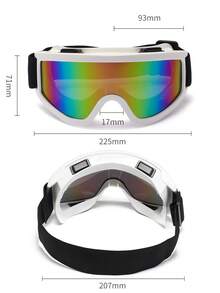 1pc Extra Large Ski Goggles With White/black/silver Plated Coated Reflective Lens, Polycarbonate Explosion-proof Protected Lens, With 4 Breathable Vents And Elastic Band, Outdoor Anti-sand And Windproof Eye Mask, Suitable For Gliding Sports, Motorcycle Riding. It Is Anti-sand And Anti-splash, Can Be Washed, Adjustable Buckle And Silicone Protection, Multi-scenario And Multi-function Four-season Windshield, Mud Splash Protection Goggles With Eyeglass Cloth - Multicolor - View 7