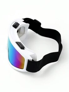 1pc Extra Large Ski Goggles With White/black/silver Plated Coated Reflective Lens, Polycarbonate Explosion-proof Protected Lens, With 4 Breathable Vents And Elastic Band, Outdoor Anti-sand And Windproof Eye Mask, Suitable For Gliding Sports, Motorcycle Riding. It Is Anti-sand And Anti-splash, Can Be Washed, Adjustable Buckle And Silicone Protection, Multi-scenario And Multi-function Four-season Windshield, Mud Splash Protection Goggles With Eyeglass Cloth - Multicolor - View 3