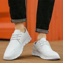 男士穿孔牛津鞋,鞋頭為半指針,帶織帶結束的正裝鞋,休閒英式皮鞋 - 白色 - 查看 6