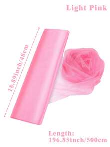1卷48*500cm粉色蕾絲質地紗布捲筒,蕾絲水晶紗與透明夢幻紗,適用於家裝/婚禮/貼布diy/嬰兒派對/衣物裝飾,透明水晶婚禮紗布卷適用於婚禮拱門/椅子diy裝飾/飯店派對/節慶用品