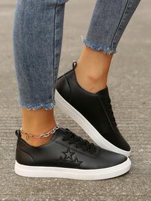 女性休閒平底鞋,具有防滑和柔軟的鞋底,時尚風格 - 黑與白 - 查看 7
