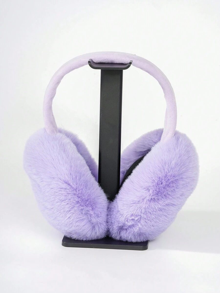1pc Women's Purple Fluffy Ear Muff - Purple - View 1