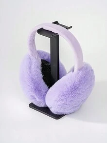1pc Women's Purple Fluffy Ear Muff - Purple - View 2