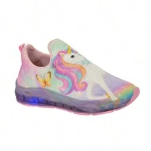 Tênis Infantil Feminino Led Unicórnio Amy Rose Óculos +Relógio +Paleta +Pulseira +Bolsa Estrela