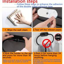 1入自粘式毛巾掛架,浴室毛巾環架,不需打孔抹布架,不鏽鋼毛巾環,浴室配件