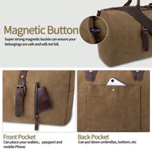 Travel Bag Men Canvas Leather Weekender Men Large Unisex Vintage Sports Bag Duffle Bag Hand Luggage For Women & Men - Brown - View 2