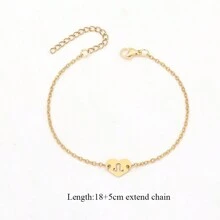 1 Máy tính Mới Trái Tim Cung Hoàng Đạo Thép không gỉ Chuỗi Liên Kết Vòng Tay Dành Cho Nữ - Vàng - Xem 2