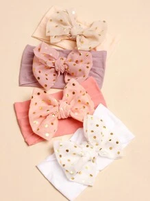 4pcs/Set Candy Color Cute Big Bow Nylon Soft Stretchy Baby Hair Bands, Suitable For Daily Wear All Seasons - Multicolor - View 7