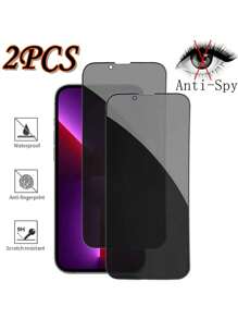 2pcs Anti-Peep Privacy Screen Protector, Full Coverage Tempered Glass, Compatible With Iphone Xs/Xs Max/11/12/13/14/15 Pro/15 Pro Max/14 Plus/15 Plus - Black - View 1