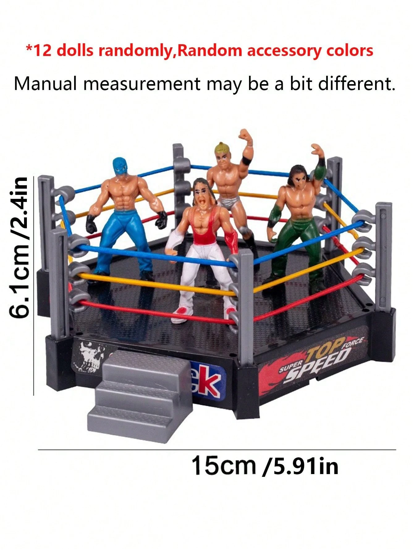 12pcs Wrestling Action Figures Playset With Hexagonal Wrestling Ring