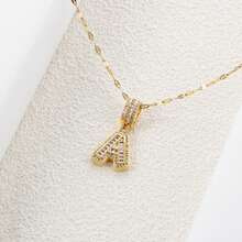 奢華 18k 金鍍銅全鋯石鑲嵌 26 字母吊墜項鍊男女,適合珠寶禮品