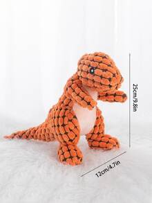 1pc Dinosaur Design Pet Grinding Teeth Squeak Plush Toy Durable Chew Toy For Dog - Orange - View 3
