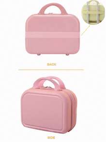 便攜式拉鍊14吋化妝包，防水大容量化妝包，輕便手提行李，帶手柄和拉鍊的美容箱，硬殼化妝包，手柄，旅行洗漱包，郊遊，度假，戶外，粉色