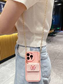 Funda para teléfono con ranura para tarjeta y cordón compatible con iPhone15/15Plus/15Pro/15Promax - Rosa - Ver 7