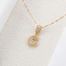 奢華 18k 金鍍銅全鋯石鑲嵌 26 字母吊墜項鍊男女,適合珠寶禮品