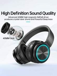 Picun B12 Pro無線耳機,高清立體聲音、帶內置麥克風,深沉低音20小時續航,快充無線5.2耳機適合成年人、學校、旅行使用 - 白色 - 查看 8