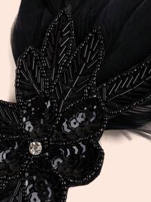 1920年代飛鳥頭箍復古亮片羽毛咆哮20年代大亨頭飾髮飾品 - 黑色 - 查看 5