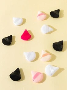 12pcs Mini Triangle Shaped Velvet & Double-sided Face Powder Puff For Makeup And Home Use - Multicolor - View 2