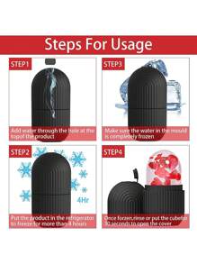 冰面滚轮，面部和眼部冰滚轮，防漏硅胶立方体，可重复使用面部按摩器，面部冰模，面部按摩器，面部美容冰滚轮，护肤工具（黑色） - 黑色 - 查看 7