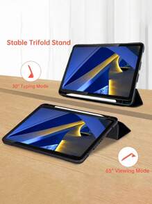 1 pièce Coque arrière en TPU noire à motif nid d'abeille avec fente pour stylet, étui de protection compatible avec l'iPad 9e génération/iPad 10e génération