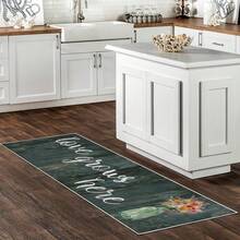 1pc Wooden Board & Flower Vase Printed Kitchen Mat, Made Of Polyester, Suitable For Kitchen, Bedroom Or Bedside - Multicolor - View 7