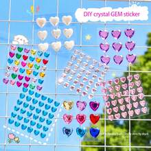 多彩鑽石心形貼紙,diy相簿裝飾用品,3d水晶寶石黏貼貼紙幼兒園