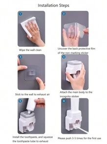 1 cái Dụng cụ bóp kem đánh răng đa chức năng nhiều màu sắc ngẫu nhiên, Dụng cụ lấy kem đánh răng tự động gắn tường, Móc treo bàn chải đánh răng Quay lại trường học - Nhiều màu - Xem 8