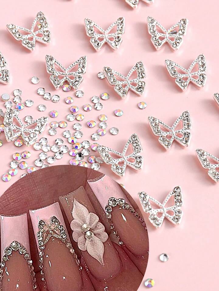 Sequin Butterfly Patch 40 Pcs Butterfly Rhinestone Patches - Gold