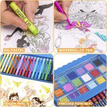 Kit de Dibujo, 208 Piezas Juego de Pintura, Set de Arte Profesional, Regalo Ideal para Niños, Material de Arte Escolar, Estudiantes, Principiantes, set de dibujo de primera calidad será un increíble regalo de vuelta al cole para niños y niñas y un gran regalo de cumpleaños o Navidad para todos los jóvenes artistas - Azul - Ver 4