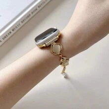 Correa de reloj ajustable con cuentas, cadena y piedra de ojo de gato cuadrado, compatible con relojes de 38/40/41/42/44/45/49mm, apta para Ultra/SE/9/8/7/6/5/4/3/2/1