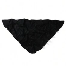 One Picec 女士纯色头巾雪纺披肩马来西亚女士三角新月形围巾 A13 - 黑色 - 查看 2