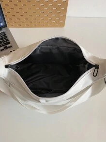 新款时尚工作装风格斜挎包，容量大，实用性强。适合大学生、上班族、日常通勤和休闲。这款包采用帆布制成，具有复古香港风格。单肩包斜挎包侧包旅行斜挎包度假书包情人节男士礼物万圣节男士礼物圣诞节男士包学生包书包尖叫声 - 白色 - 查看 4