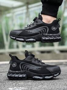 男士黑色夏季防滑工作鞋，带旋转纽扣闭合，鞋子 - 黑色 - 查看 6