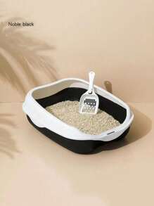 2 piezas de color combinado Arenero para gato & Pala Set para gato para limpieza - Negro - Ver 3