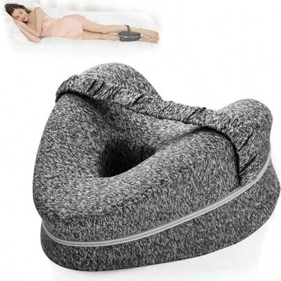 1PC Leg Pillow Ergonomic Side Sleeping Pillows Memory Foam Knee Pillow With Strap For Side Sleeper Leg Support Cushion With Removable And Washable Cover, Bedding, Home