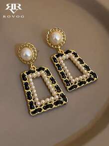 1 para modnych geometrycznych sztucznych pereł wiszących kolczyków, wysokiej jakości dla kobiet