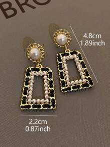 1 para modnych geometrycznych sztucznych pereł wiszących kolczyków, wysokiej jakości dla kobiet