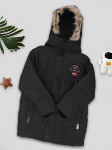 Chamarra Larga Niño Juvenil - Negro - Ver 1