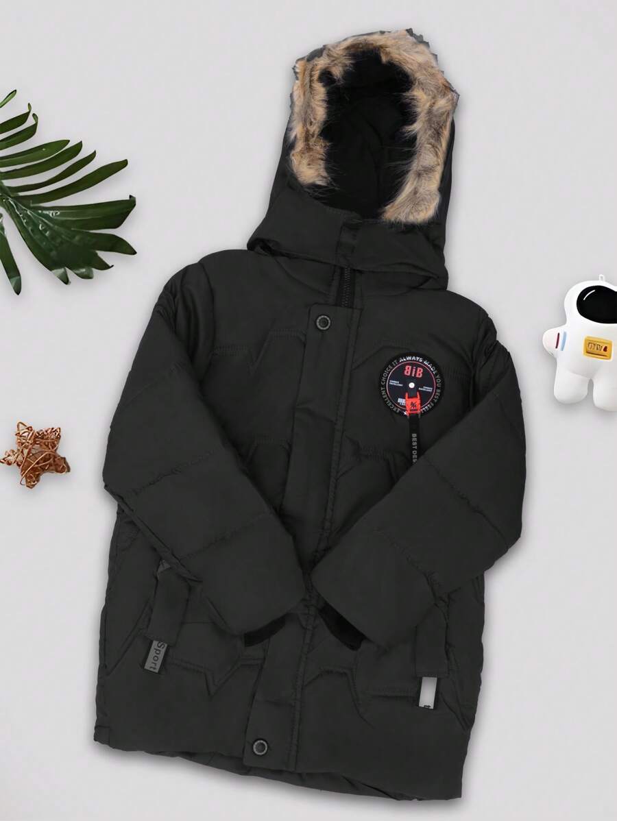 Chamarra Larga Niño Juvenil - Negro - Ver 1