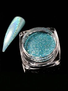 12色全息激光指甲粉,閃閃發光的指甲顏料,適用於美甲diy - 藍色 - 查看 3