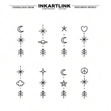 Inkartlink 10*10Cm 1 片手指天然草本汁纹身贴纸，纹身，15 天纹身，半永久纹身，逼真的临时纹身，可持续 1-2 周假纹身