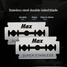 20 片雙刃刮鬍刀片 - 男士安全刮鬍刀片 - 鉑金不鏽鋼刀片,刮鬍順暢、精準、乾淨 - 銀色 - 查看 4