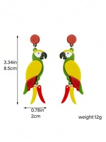 1pair Colorful Bird Shaped Acrylic Pendant Earrings - Multicolor - View 4