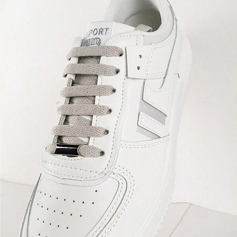 1 Pair Shoelaces & 2pcs Decorative Buckle Flat Shoe Laces, Wide Shoe