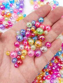 Hạt tròn trong suốt chất liệu ABS 4-16mm, phủ óng ánh, hạt tròn lấp lánh, hạt acrylic nứt, hạt hình ngôi sao, hạt UV, dùng để làm đồ trang sức tự làm vòng cổ, vòng tay, bút, móc chìa khóa - ABS 13 - Xem 5