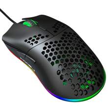 HXSJ A USB Wired Gaming Mouse With Adjustable RGB Lighting, Perforated Heat Dissipation, And Optical Sensors Suitable For Office, Home, And Gaming Use - Black - View 6