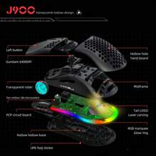 HXSJ A USB Wired Gaming Mouse With Adjustable RGB Lighting, Perforated Heat Dissipation, And Optical Sensors Suitable For Office, Home, And Gaming Use - Black - View 4