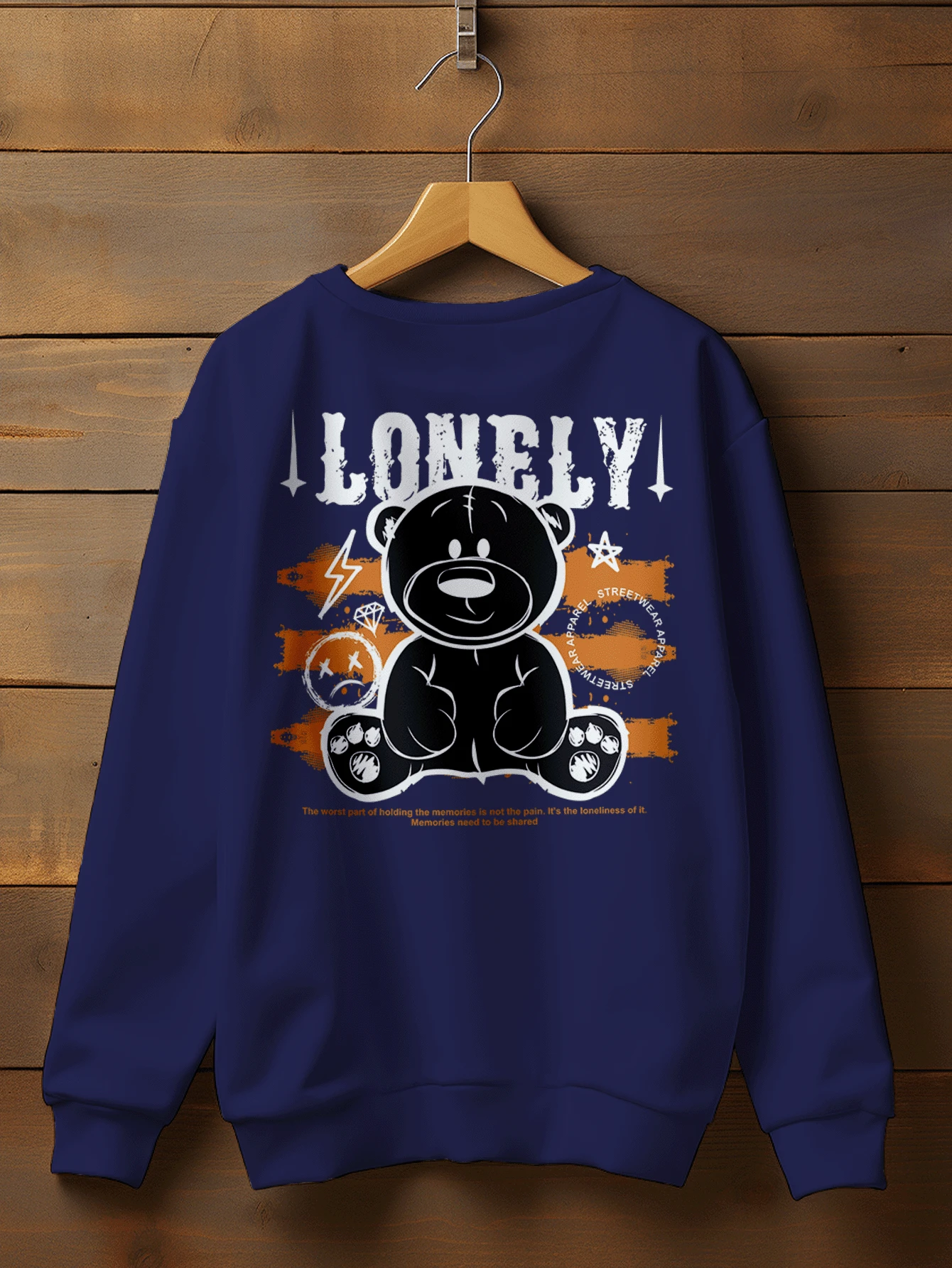 Blusa Moletom Urso Solitario Bear Lonely GOLA 2087 - Azul Marinho - Visão 1